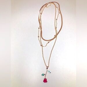 3/$15 🌹layered rose charm chain necklace novelty cute 💕